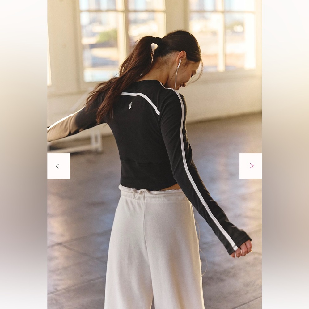Free People Retro Rider Layer Black/White Small